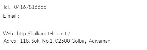 Balkan Hotel Glba telefon numaralar, faks, e-mail, posta adresi ve iletiim bilgileri